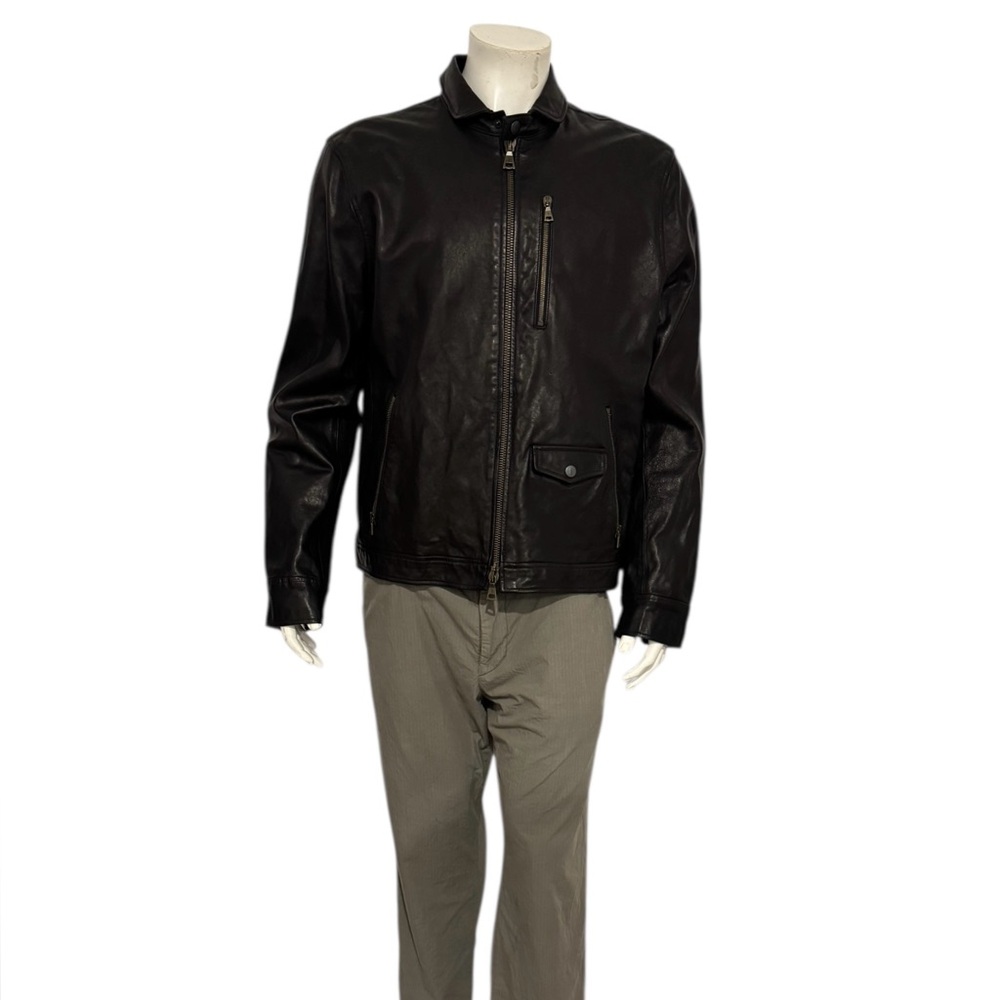John Varvatos Men's Black Full Zip Leather Jacket